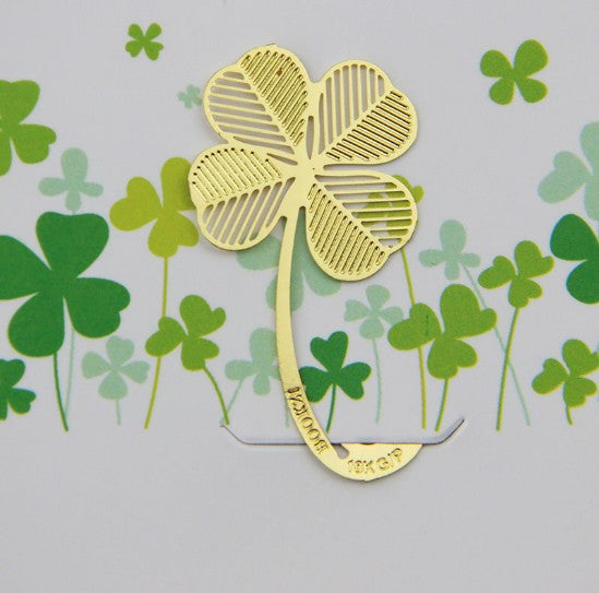 Four-leaf Clover Reading Metal Clip Bookmark